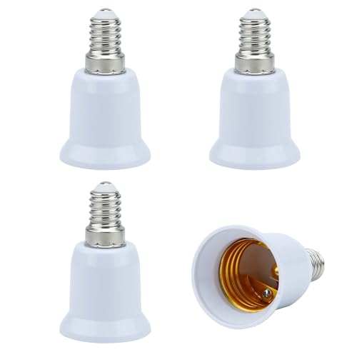 INTIRILIFE E14 auf E27 Lampensockel Adapter in WEISS - 4x Lampenadapter zum Umformatieren von E14 auf E27-4er Set Konverter für Lampenfassung für Glühbirnen, LED, Halogen, Energiesparlampen von INTIRILIFE