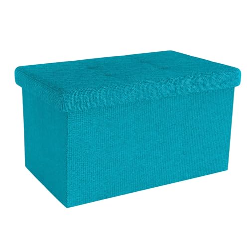 INTIRILIFE Faltbare Sitzbank 49x30x30 cm in DUNKEL TÜRKIS - Sitzwürfel mit Stauraum und Deckel aus Stoff mit Mulden - Sitzcube Fußablage Aufbewahrungsbox Truhe Sitzhocker INTIRILIFE Faltbare Sitzbank 49x30x30 cm in DUNKEL TÜRKIS - Sitzwürfel mit Stauraum und Deckel aus Stoff mit Mulden - Sitzcube Fußablage Aufbewahrungsbox Truhe Sitzhocker von INTIRILIFE