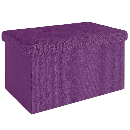 INTIRILIFE Faltbare Sitzbank 49x30x30 cm in Nebel LILA - Sitzwürfel mit Deckel und Stauraum aus Stoff mit Mulden - Sitzcube Fußablage klappbare Aufbewahrungsbox Truhe Sitzhocker von INTIRILIFE