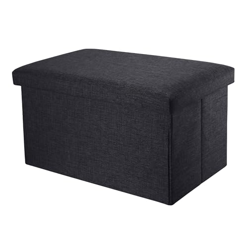 INTIRILIFE Faltbare Sitzbank 49x30x30cm in Diamant SCHWARZ - Sitzwürfel Stoff mit Stauraum und Deckel in Leinen Optik - Sitzcube Fußablage klappbare Aufbewahrungsbox Truhe Sitzhocker INTIRILIFE Faltbare Sitzbank 49x30x30cm in Diamant SCHWARZ - Sitzwürfel Stoff mit Stauraum und Deckel in Leinen Optik - Sitzcube Fußablage klappbare Aufbewahrungsbox Truhe Sitzhocker von INTIRILIFE