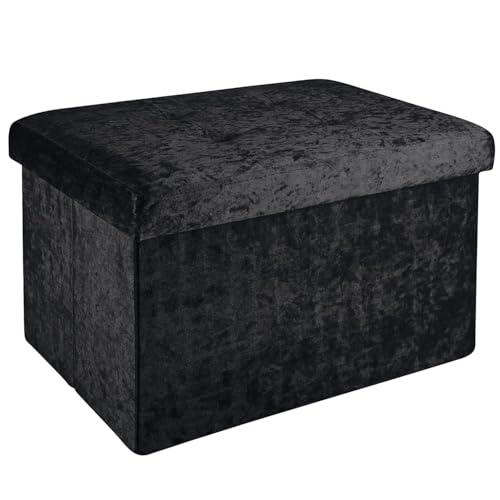 INTIRILIFE Faltbare Sitzbank 49x30x30cm in Samt Schwarz - Sitzwürfel mit Stauraum und Deckel mit Samtbezug - Sitzcube Fußablage klappbare Aufbewahrungsbox Truhe Hocker INTIRILIFE Faltbare Sitzbank 49x30x30cm in Samt Schwarz - Sitzwürfel mit Stauraum und Deckel mit Samtbezug - Sitzcube Fußablage klappbare Aufbewahrungsbox Truhe Hocker von INTIRILIFE