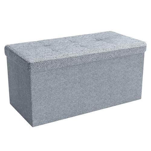 INTIRILIFE Faltbare Sitzbank 76x38x38 cm in FELS GRAU - Sitzwürfel mit Deckel und Stauraum aus Stoff mit Mulden - Sitzcube Fußablage klappbare Aufbewahrungsbox Truhe Sitzhocker von INTIRILIFE
