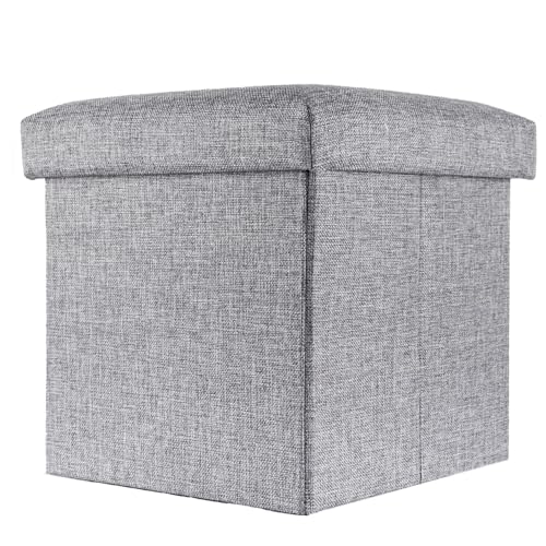 INTIRILIFE Faltbare Sitzhocker 38x38x38 cm in FELS GRAU - Sitzwürfel mit Stauraum und Deckel aus Stoff mit Mulden - Sitzcube Fußablage Aufbewahrungsbox Truhe Sitzhocker INTIRILIFE Faltbare Sitzhocker 38x38x38 cm in FELS GRAU - Sitzwürfel mit Stauraum und Deckel aus Stoff mit Mulden - Sitzcube Fußablage Aufbewahrungsbox Truhe Sitzhocker von INTIRILIFE