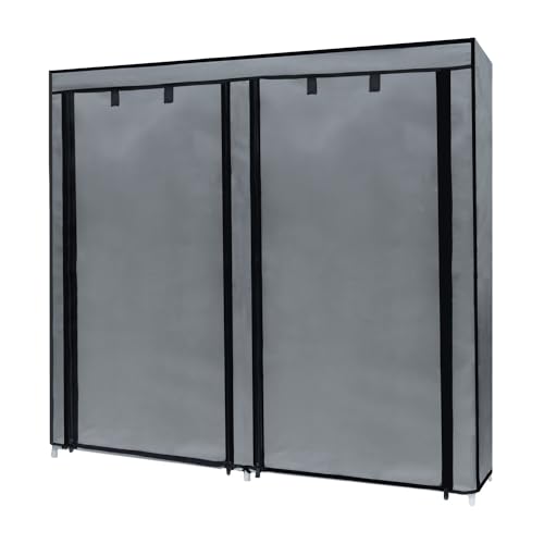 INTIRILIFE Faltschrank 116,5x30x114 cm in ASCH GRAU - Mit Reißverschluss Stoffschrank Kleiderschrank Schuhregal Sideboard mit 12 Ablagefächern - Camping Steckschrank Textil Garderobe von INTIRILIFE