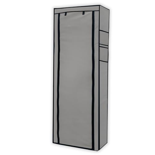 INTIRILIFE Faltschrank 170x58x28 cm in ASCH GRAU - mit Reißverschluss Stoffschrank Kleiderschrank Schuhregal mit 9 Ablagefächern - Camping Steckschrank Textil Garderobe von INTIRILIFE