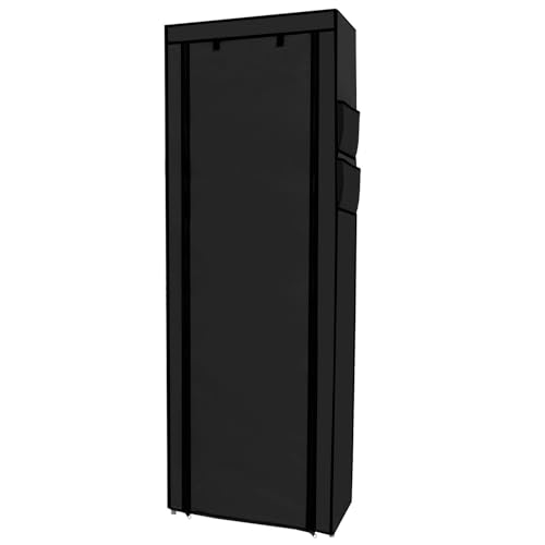 INTIRILIFE Faltschrank 170x58x28 cm in Raben SCHWARZ - mit Reißverschluss Stoffschrank Kleiderschrank Schuhregal mit 9 Ablagefächern - Camping Steckschrank Textil Garderobe von INTIRILIFE