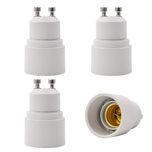 INTIRILIFE GU10 auf E14 Lampensockel Adapter in Weiss - 4X Lampenadapter zum Umformatieren von GU10 auf E14-4er Set Konverter für Lampenfassung für Glühbirnen, LED, Halogen, Energiesparlampen von INTIRILIFE