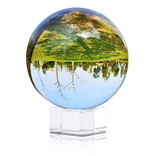 INTIRILIFE Glaskugel mit Ständer in KRISTALL KLAR 60 mm – Kristallkugel mit Glasständer perfekt geeignet für Fotografie, Meditation, Dekoration UVM. – Kristallball Glasball Fotokugel von INTIRILIFE