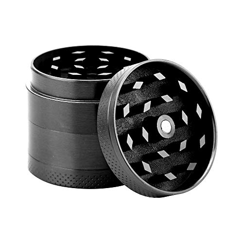 INTIRILIFE Grinder in METALLIC GRAU - 4 x 4 cm - 4-teiliger Küchen Crusher aus Metall zum Zerkleinern und Schreddern von Kräutern Gewürzen Tabak Pflanzen Teeblätter mit Pollen Filter und Schaber von INTIRILIFE