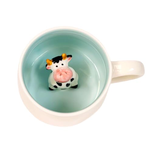 INTIRILIFE Kaffeetasse 3D Teetasse mit Kuh - 300 ml Füllmenge - Keramik Tasse Cartoon süßes Geschenk Becher mit Henkel von INTIRILIFE