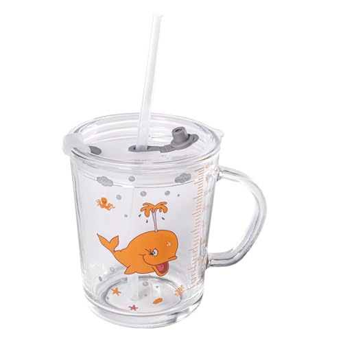 INTIRILIFE Kinder Trinkbecher transparent mit Deckel, Skala und Strohhalm mit Wal Design - 400 ml - Trinkglas Kinderglas Kinderbecher mit Henkel mit süßem Motiv, sicheres Trinken ohne Verschütten INTIRILIFE Kinder Trinkbecher transparent mit Deckel, Skala und Strohhalm mit Wal Design - 400 ml - Trinkglas Kinderglas Kinderbecher mit Henkel mit süßem Motiv, sicheres Trinken ohne Verschütten von INTIRILIFE