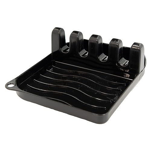 INTIRILIFE Kochlöffelablage in Schwarz - 14 x 12.5 x 4.8 cm - Halter für Kochutensilien und Topfdeckel, Besteckhalter von INTIRILIFE