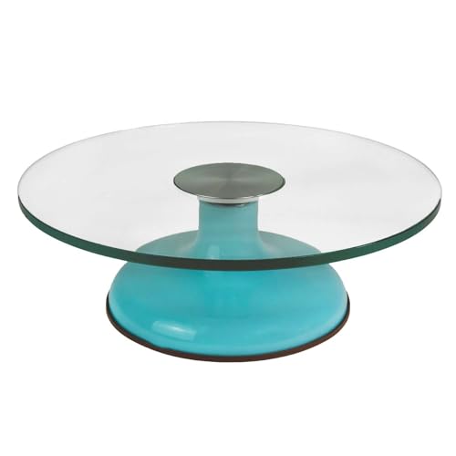 INTIRILIFE Kuchenplatte drehbarer Tortenständer mit rutschfestem Standfuß in Hell Blau - 30 x 10 cm - Teller Platte für Kuchen Torten Runde Servierplatte für Gebäck von INTIRILIFE