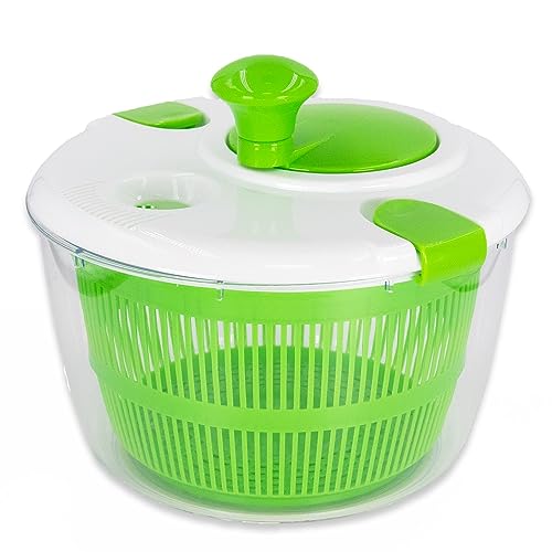 INTIRILIFE Salatschleuder Salattrockner aus Kunststoff in Grün mit 25 x 21.5 cm Größe - Küchenhelfer mit Kurbel zum Waschen von Salat oder Gemüse von INTIRILIFE