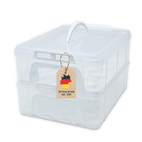 INTIRILIFE Transportbox Behälter für Kuchen und Cupcakes 2 Etagen aus Kunststoff in Weiß - 36.1 x 26.1 x 21.2 cm - Transportbehälter für Muffins Kuchenbox von INTIRILIFE