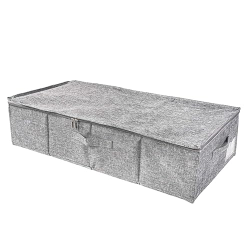 INTIRILIFE Unterbettkommode mit Reißverschluss und Griffen aus Vlies in Grau - 75.5 x 39 x 16 cm - Platzsparende Aufbewahrung Organizer für unter dem Bett für Kleidung Decken von INTIRILIFE