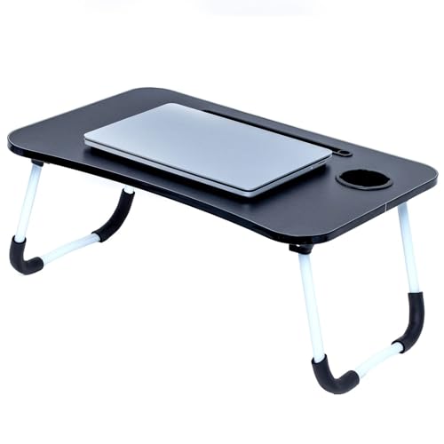 INTIRILIFE ausklappbarer Laptoptisch in Schwarz mit 60 x 40 x 28 cm Größe - Lesetisch Frühstücksbrett Büchertablett für Bett Wohnzimmer Home-Office Büro und Unterwegs von INTIRILIFE