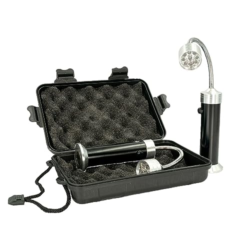 Intirilife 2x Grillleuchte Magnetisch LED aus Aluminium-Legierung in Schwarz - Silber mit Aufbewahrungsbox - 25 x 3.8 cm - Grill BBQ Lampe Licht Arbeitslicht für Grillen Campen oder Arbeiten von INTIRILIFE