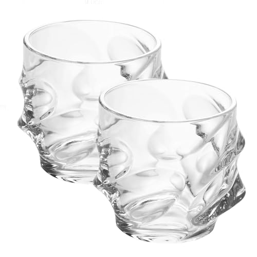 Intirilife 2x Whisky Gläser Set in KRISTALL KLAR 'SCULPTURED' -360 ml- Old Fashioned Whiskey Kristallglas Bleifrei im Sculpture Design spülmaschinenfest Whiskey Glas für Cocktail Scotch Gin Rum Wasser von INTIRILIFE