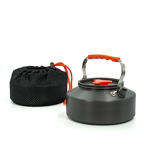 Intirilife Camping Wasserkocher Outdoor Kochkessel aus Aluminium in Orange mit 1.1 L Füllmenge - Tee Kessel Kanne zum Kochen von Wasser Tee Kaffee oder Suppe beim Camping oder auf Reisen von INTIRILIFE