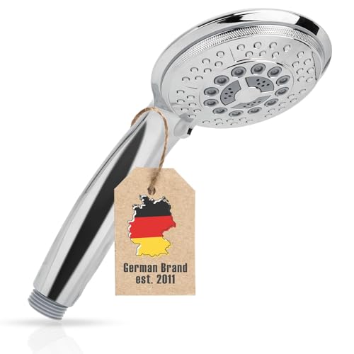 Intirilife Duschkopf Handbrause mit 5 Funktionen in Silber - 24.5 x 10 x 4 cm - Universaler Brausekopf mit umweltfreundlicher Wasser-Stopp-Funktion Duschbrause Handbrausenkopf von INTIRILIFE