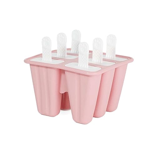 Intirilife Eisform mit 6 Mulden aus Silikon mit Stil in Rosa - 14 x 12 x 9 cm - Wiederverwendbare Eiscreme Form für selbstgemachtes Eis am Stiel BPA-frei von INTIRILIFE