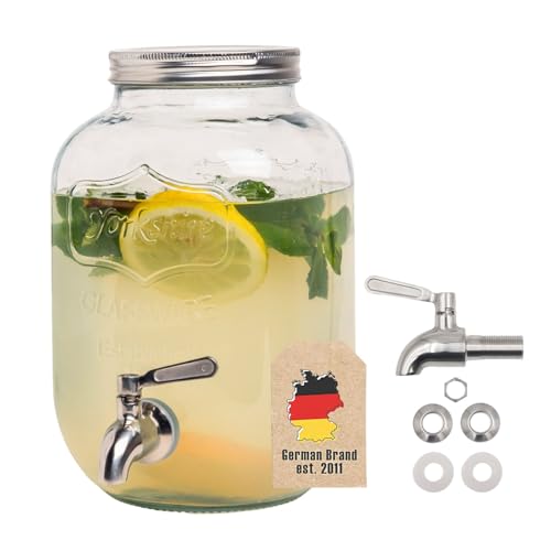 Intirilife Getränkespender 4 Liter aus Glas mit Zapfhahn aus Edelstahl - 14 x 24 cm - Wasserspender Saftspender Limonadenspender Glasbehälter für Getränke, Metallhahn Intirilife Getränkespender 4 Liter aus Glas mit Zapfhahn aus Edelstahl - 14 x 24 cm - Wasserspender Saftspender Limonadenspender Glasbehälter für Getränke, Metallhahn von INTIRILIFE