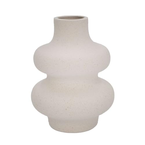 Intirilife Keramik Vase in Creme Weiß - 11.5 x 15.5 cm - Spiralvase Dekovase ideal für Blumen Pampasgras und Trockenblumen von INTIRILIFE