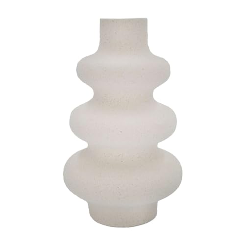 Intirilife Keramik Vase in Creme Weiß - 13 x 21.8 cm - Spiralvase Dekovase ideal für Blumen Pampasgras und Trockenblumen von INTIRILIFE