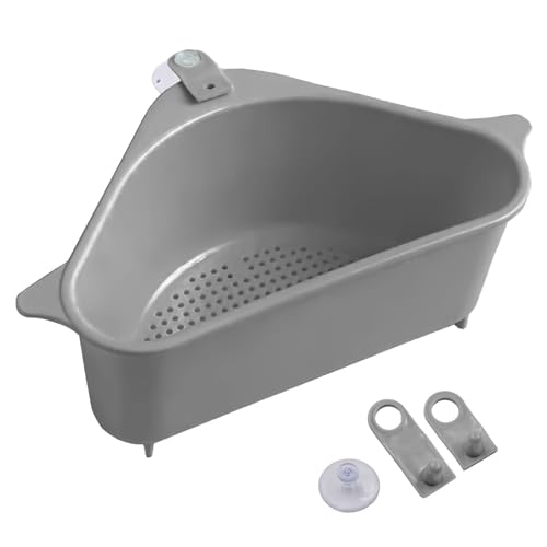 Intirilife Spülbeckensieb Filterkorb aus Kunststoff in Grau - 24 x 14.2 x 10 cm - Zum Aufbewahren von Küchenutensilien Abwasch oder Schnittresten von INTIRILIFE