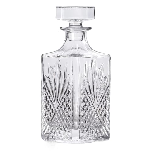 Intirilife edle Whisky Karaffe - Füllmenge 800 ml - Whisky Dekanter mit Stopfen- Glas Karaffe Spirituosen- Decanter für Whiskey Cognac Likör Rum Vodka Scotch - Whiskeyflasche für Männer von INTIRILIFE