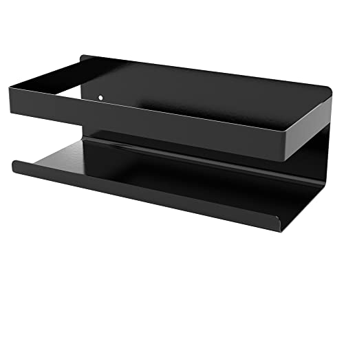 INTIRILIFE selbstklebendes Duschregal in Schwarz - 23 x 10,5 x 8 cm - Duschablage ohne Bohren, Shampoohalterung Duschkorb Wandmontage Badezubehörkorb - rostfrei, Edelstahl Regal für Bad und Küche von INTIRILIFE