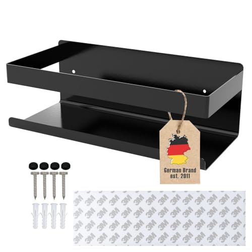 INTIRILIFE selbstklebendes Duschregal in Schwarz - 23 x 10,5 x 8 cm - Duschablage ohne Bohren, Shampoohalterung Duschkorb Wandmontage Badezubehörkorb - rostfrei, Edelstahl Regal für Bad und Küche von INTIRILIFE