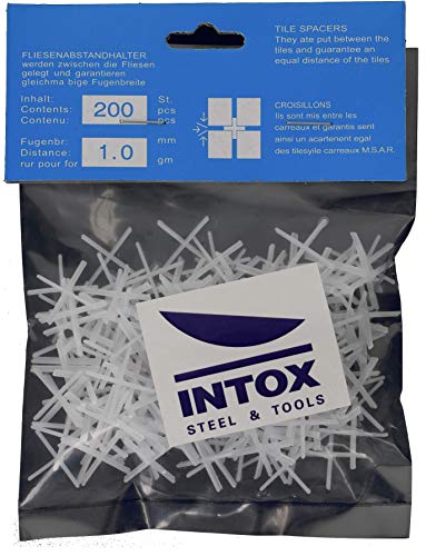 INTOX Fliesenkreuze 1,0 mm 200 Stück weiss 1mm breit zum Fliesen verlegen von INTOX STEEL & TOOLS