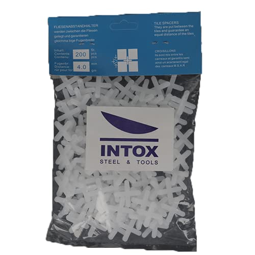 INTOX Fliesenkreuze 200 Stück weiss 4,0mm breit zum Fliesen verlegen von INTOX STEEL & TOOLS