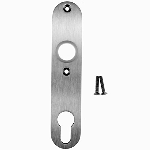 Drückerschild Edelstahl V2A massiv abgerundet, 72 mm Entfernung, 67 mm Schraublochabstand von INTRA-TEC
