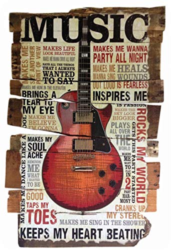 Schatzmix Blechschild Musik Keeps My Heart Beating Gitarre Metallschild Wanddeko 20x30 tin Sign von INUSPACE