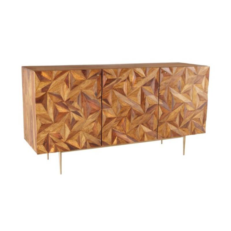 Sideboard ALPINE Sheeshamholz Metall Matt-Gold handgearbeitet Unikat 145x43x73cm Sideboards + Regale von INVICTA