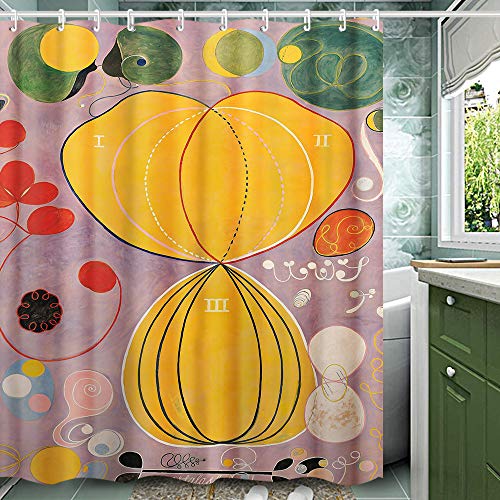 INVIN ART Badezimmer-Duschvorhang-Set mit Haken, Gruppe IV Nr. 7, das größte Erwachsene, 1907 von Hilma Af Klint, Heimkunst-Gemälde Bilder für Badezimmer INVIN ART Badezimmer-Duschvorhang-Set mit Haken, Gruppe IV Nr. 7, das größte Erwachsene, 1907 von Hilma Af Klint, Heimkunst-Gemälde Bilder für Badezimmer von INVIN ART
