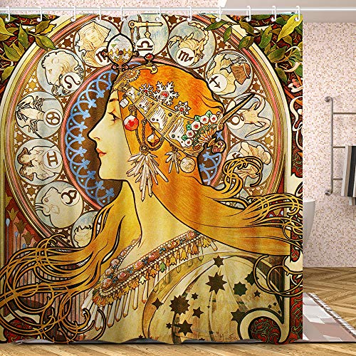 INVIN ART Duschvorhang mit Haken, Zodiac, 1896 von Alphonse Mucha INVIN ART Duschvorhang mit Haken, Zodiac, 1896 von Alphonse Mucha von INVIN ART