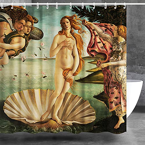 INVIN ART Sandro Botticelli Duschvorhang mit Haken, Venus Geburt von INVIN ART