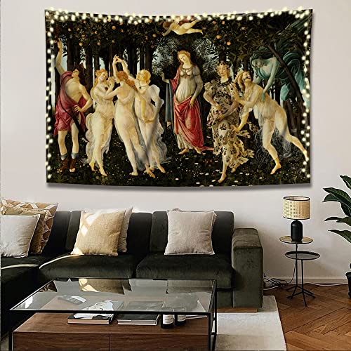 INVIN ART Tapisserie Wandbehang Kunst Wohnkultur La Primavera Allegorie des Frühlings 1482 von Sandro Botticelli Kunstdruck Gemälde für Wohnzimmer Schlafzimmer Badezimmer Wohnheim von INVIN ART