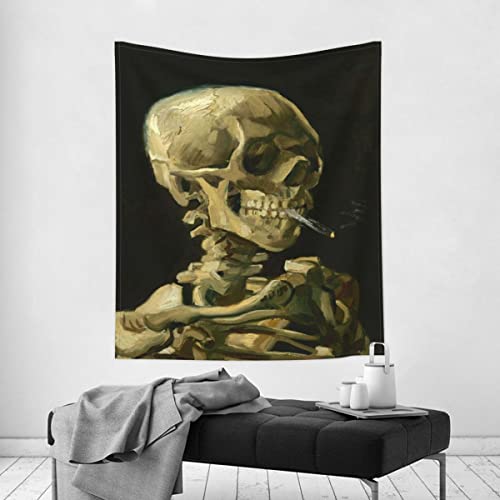 INVIN ART Tapisserie Wandbehang Kunst Wohnkultur Schädel eines Skeletts mit brennender Zigarette von Vincent Van Gogh Kunstdruck Gemälde für Wohnzimmer Schlafzimmer Badezimmer Wohnheim INVIN ART Tapisserie Wandbehang Kunst Wohnkultur Schädel eines Skeletts mit brennender Zigarette von Vincent Van Gogh Kunstdruck Gemälde für Wohnzimmer Schlafzimmer Badezimmer Wohnheim von INVIN ART