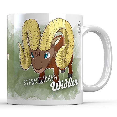INWIEDU - Keramik Tasse Sternzeichen Widder - 330 ml - Ø 80 H 96 mm - Kaffee Becher Tee von INWIEDU