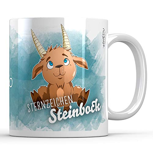 INWIEDU - Keramik Tasse Sternzeichen Steinbock - 330 ml - Ø 80 H 96 mm - Kaffee Becher Tee von INWIEDU