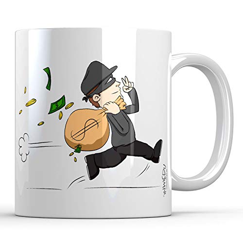 INWIEDU - Keramik Tasse mit Spruch: Im Job ist es wie bei einem Banküberfall. Ohne die richtigen Komplizen Wird das Nichts. - 330 ml - Ø 80 H 96 mm - Becher von INWIEDU