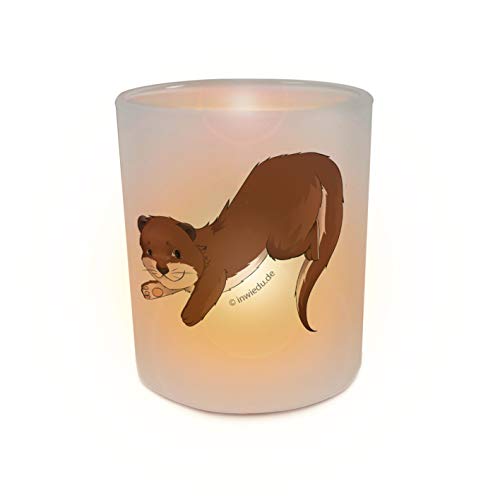 INWIEDU - Windlicht Otter Murphy - Glas Teelichthalter - Ø 70 H 80 mm - Teelicht Windlichthalter Stimmungslicht von INWIEDU