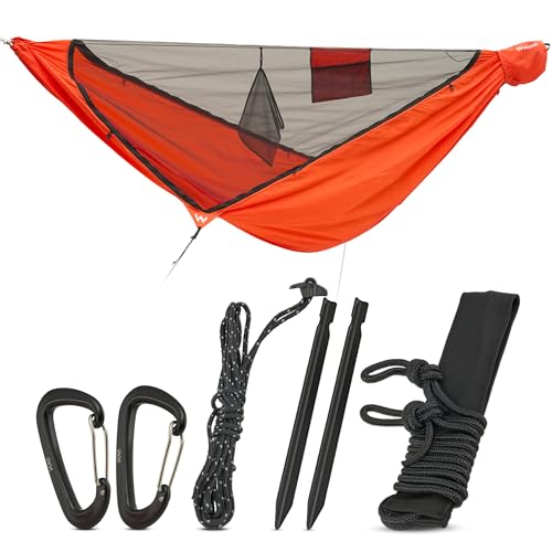 INWOODS Hängematte mit Moskitonetz, Rückenschonender Schnitt, 310x140 [Wasserabweisend] verstellbare Ridgeline & abnehmbares Netz | Hängematte Outdoor - Ausrüstung für Abenteuer von INWOODS