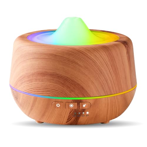 Aroma Diffuser, 500ml Ultraschall Diffusor für Ätherische Öle, Cool Mist Luftbefeuchter mit 7 Farbe Led-Leuchten für Schlafzimmer, Zuhause, Büro, Automatische Abschaltfunktion-Gelb von INXDOLHOM