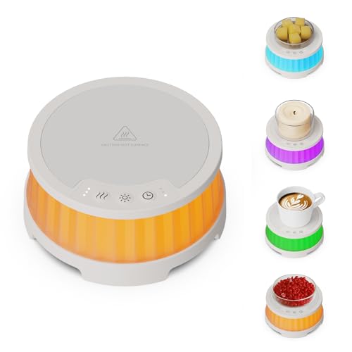 INXDOLHOM Wachswärmer, Tassenwärmer mit 7 Farben LED Wechsel Licht, PTC Heizpanel, DREI-Geschwindigkeit-Einstellung, Warmwachsgerät für Duftwachs für Home Office Geschenke & Dekor (Weiß) von INXDOLHOM